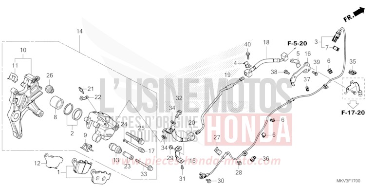 ETRIER DE FREIN ARRIERE von Forza 750 PEARL GLARE WHITE (NHB53) von 2023